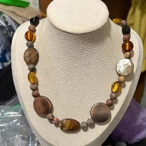 Chic Brown and Gold Beaded Necklace